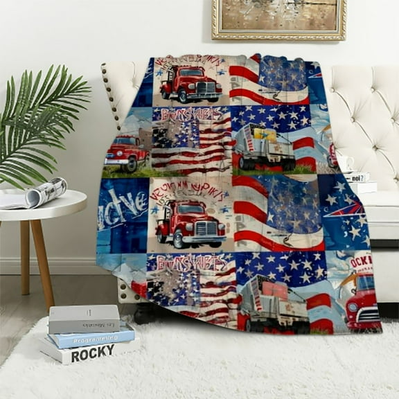 Shiartex Patriotic Throw Blanket for Baby Small, 4th of July Memorial Day Fourth of July Blanket, Soft Blanket Red White Blue Star Independence Day Blanket, 4th of July Gift White