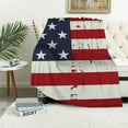 thumbnail image 1 of Shiartex Patriotic US Flag Flannel Blanket American National Flag Throw 4th of July Citizenship Veteran Gift Soft Cozy Warm Decor Throws Lightweight Blankets for Couch Sofa Bed Chair White, 1 of 6