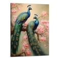 thumbnail image 1 of Shiartex Peacock Canvas Art Wall Deco, Pink Flower Branch on Cyan Background, Pink Canvas Wall Art, Peacock Canvas Wall Art, Living Room Bedroom Wall Decor Ready To Hang 16x20 Inch, 1 of 3