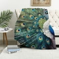 thumbnail image 1 of Shiartex Peacock Feathers Soft Cozy Printed Blanket & Throw for All Seasons - Flannel Material - Lightweight & Anti-Wrinkle - Perfect Gift 40x50in, 1 of 6