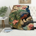 thumbnail image 1 of Shiartex Peacock Flowers Art Cozy Blanket Soft Warm Throw Blanket for Travel Camping All Seasons Exquisite Gifts 50x60in, 1 of 6