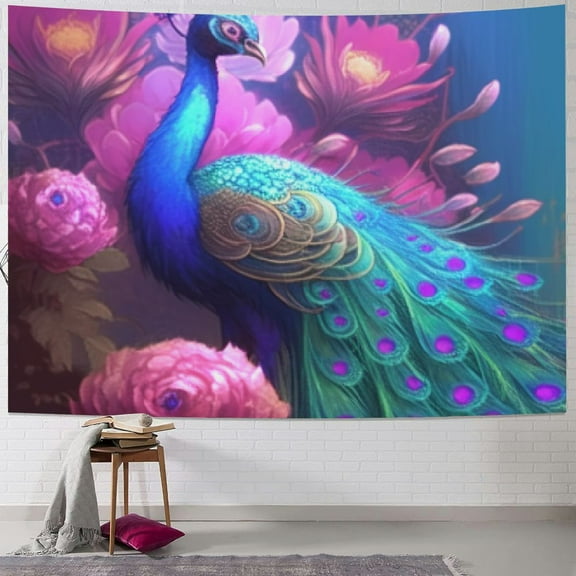 Shiartex  Peacock Tapestry, Beautiful Bird Tapestry Wall Hanging, Psychedelic Aesthetic Tapestries Wall Art Home Decor for Bedroom Living Room  40x30inch