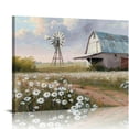 thumbnail image 1 of Shiartex Pictures of Barns Prints Wall Canvas Old Rustic Bedroom Windmill Wall Decor Farmhouse Barn Pictures wall Art Blue sky and White Floral Retro Paintings 20x16in, 1 of 6