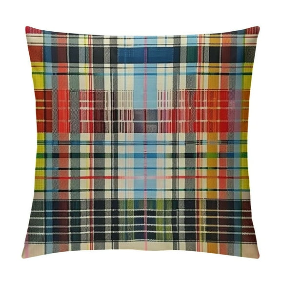 Shiartex Pillow Covers Plaid Farmhouse Rustic Décor Lumbar Pillow Covers Scottish Tartan Red and White Pattern Symmetric Housewarming Gifts Family Room Décor,Multi-Size