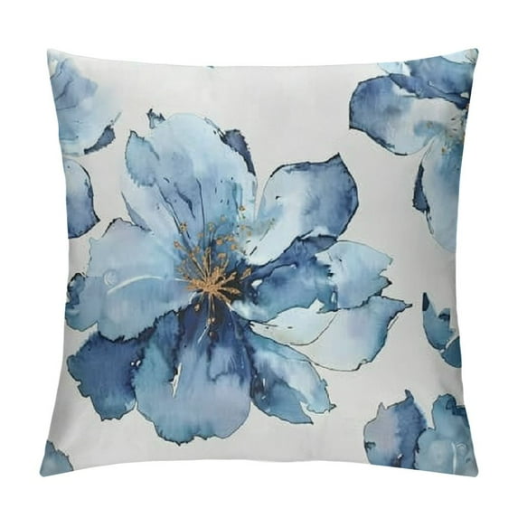 Shiartex Pillowcase Spring Watercolor Blue Flowers Floral Pillow Cases with Zipper Super Soft Pillow Cover