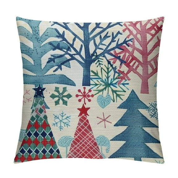 Shiartex Pink Christmas Throw Pillow Covers Striped Buffalo Xmas Trees Gifts Let it Snow Snowflake Winter Farmhouse Holiday Cushion Cases for Home Outdoor Sofa Couch Decor,,Multi-Size