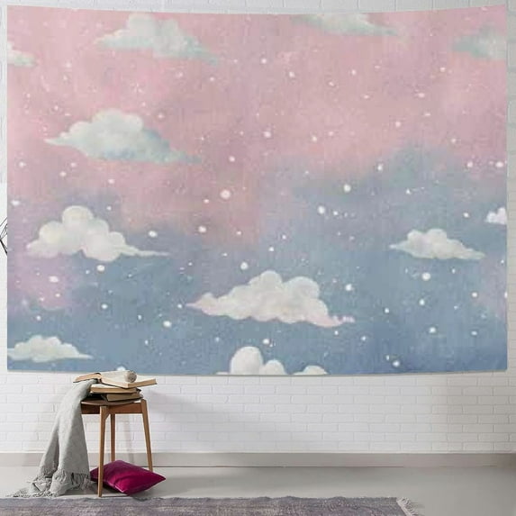 Shiartex Pink Cloud Tapestry for Bedroom Decor, Aesthetic Home Decorations for Backdrop, Cute White Heaven Sky Tapestries, Wall Hanging for Teen Girls College Dorm, Living Room, Ceiling 40x30inch