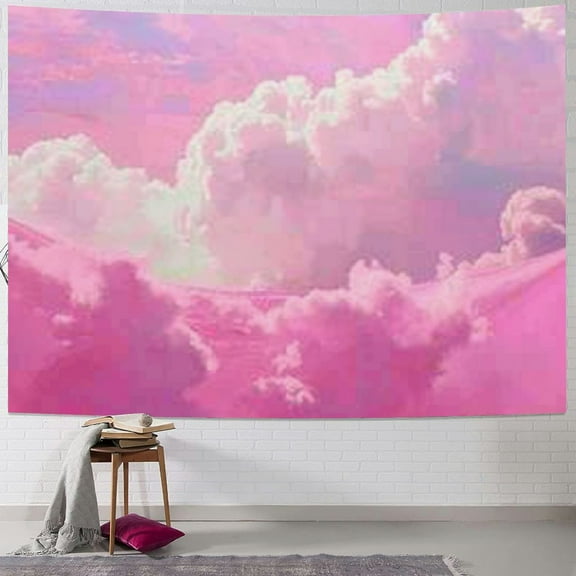 Shiartex Pink Cloud Tapestry Pink Tapestry Sky Tapestry Wall Hanging for Ceiling Backdrop Wall Decor for Teen Girl Women Bedroom Living Room Dorm 40x30inch
