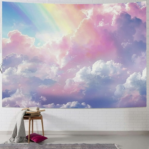 Shiartex Pink Cloud Wall Tapestry for Girls Bedroom Aesthetic Decor, Abstract Colorful Sky Clouds Natural Landscape Tapestry Wall Art Hanging for College Dorm Home Girly Party Backdrops 60x50inch