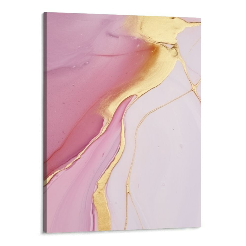 Shiartex Pink And Gold Marble Canvas Wall Art Abstract Gold Foil ...