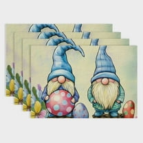Shiartex  Pink Green Buffalo Plaid Bunny Gnomes Eggs Easter Placemats Set of 4,Seasonal Table Mats for Party Kitchen Dining Decoration 18x12in
