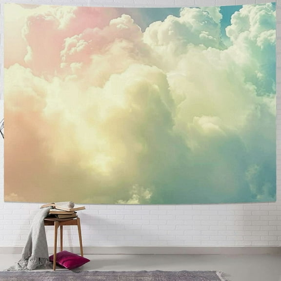 Shiartex  Pink Tapestry for Girl, Pink Cloud Tapestry for Bedroom Decor, Aesthetic Home Decorations for Backdrop, Cute White Cloud Tapestry Wall Hanging for College Dorm, Living Room 40x30inch