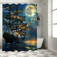 thumbnail image 1 of Shiartex Pirate Ship Shower Curtain Nautical Vintage Ghost Sailboat Sailing Fantasy Ocean Full Moon Adventure Themed Polyester Curtains Bathroom Decor with Hooks 36x72, 1 of 7