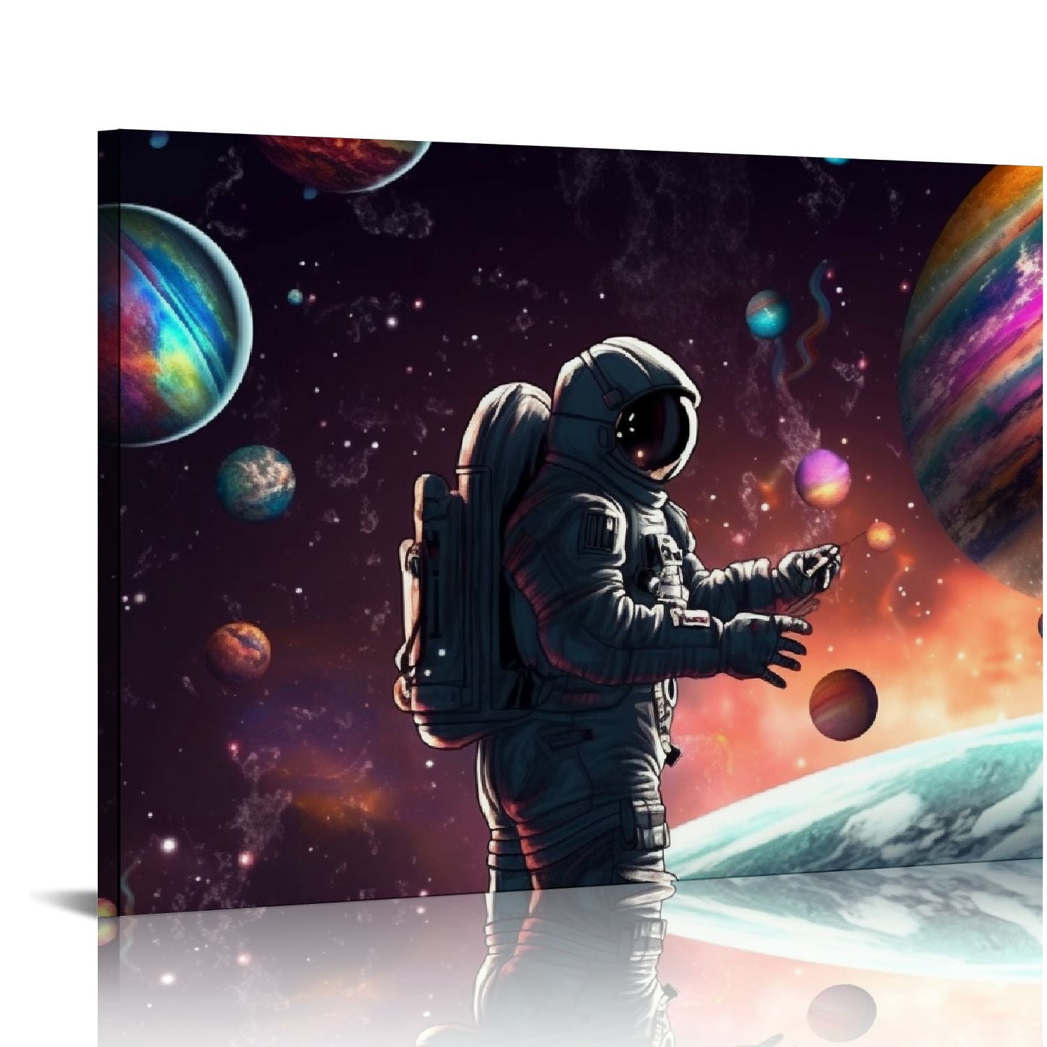 Shiartex Planet Astronaut Canvas Wall Art,outer Space Wall Decor For ...