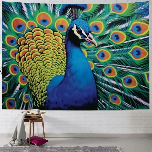 Shiartex  Plump Peacock Tapestry Wall hanging Tapestries Aesthetic Wall Decor for Bedroom Living Room 40x30inch