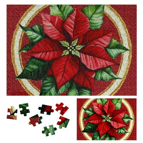 Shiartex Poinsettia Wooden Jigsaw Puzzle for Adults | Impossible Puzzle | Wooden Christmas Gift for Family Friends 300 PCS