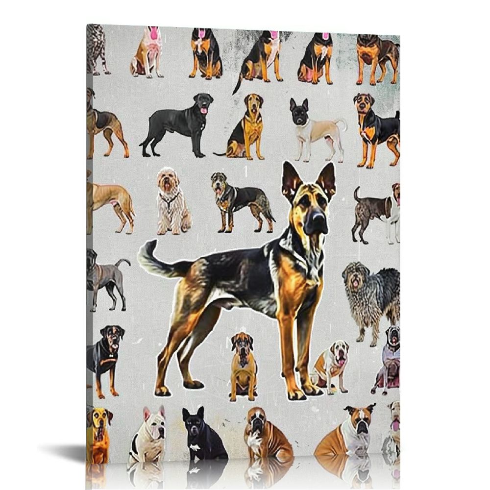 Shiartex Popular Dog Breeds Wall Art Vintage Waterproof Canvas Prints
