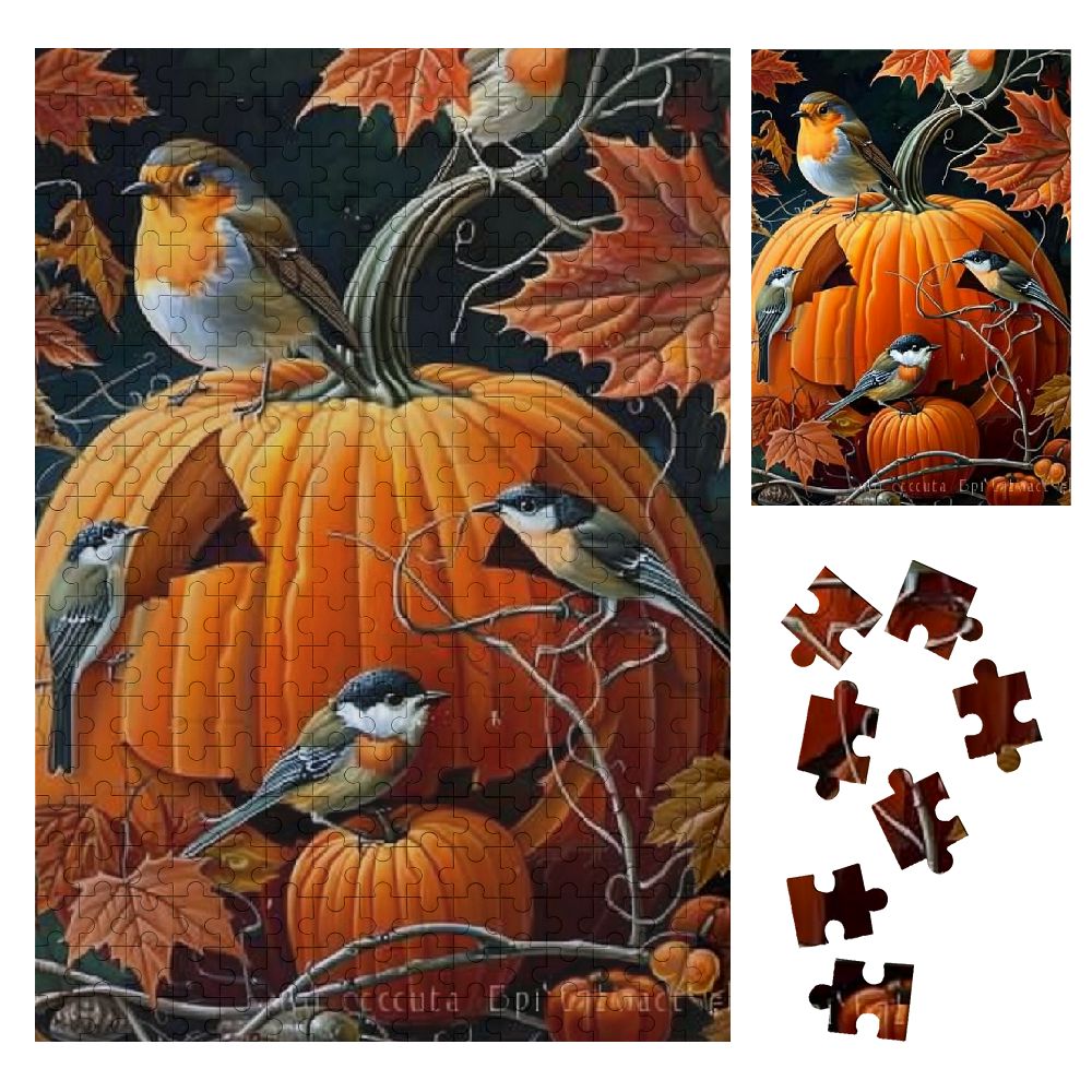 Shiartex Pumpkin Birds Leaves Wooden Jigsaw Puzzle for Adults ...