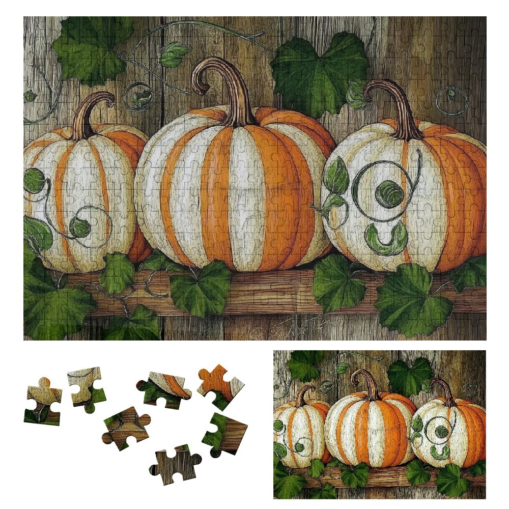 Shiartex Pumpkins Green Leaves Wooden Jigsaw Puzzle for Adults Family ...