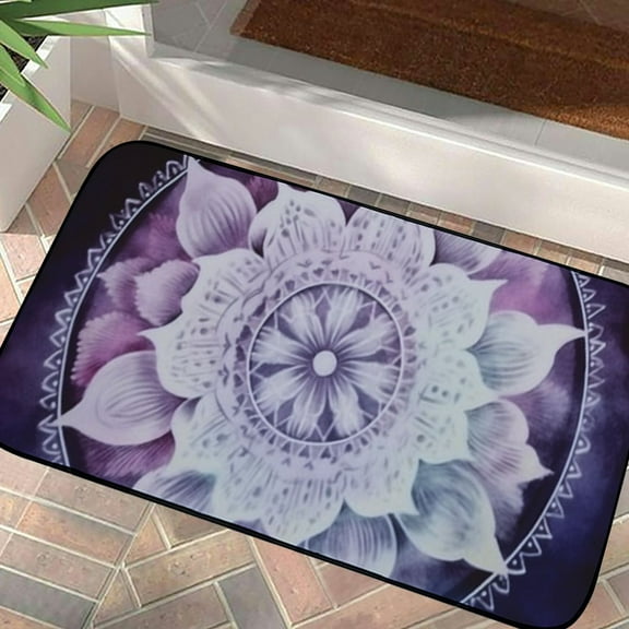Shiartex Purple Flowers Mats Doormat Outdoor Indoor Entrance Absorbent Welcome Mat for Home Entryway 19.68*39.37 in