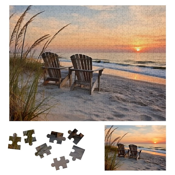 Shiartex Puzzle Coastal Sunrise- Beach Puzzles for Adults Jigsaw Puzzle Beach - Ocean Puzzles for Adults- Beach Theme Jigsaw Puzzles 500 PCS