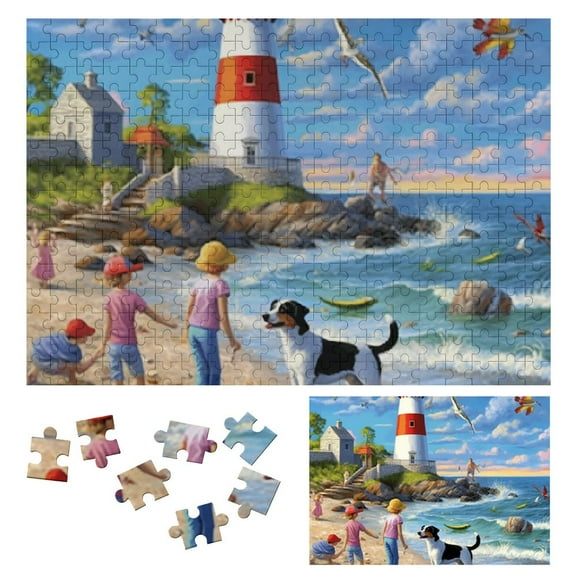 Shiartex Puzzles Lighthouse Beach - Jigsaw Puzzle- Birthday Gift for Family and Friends 300 PCS