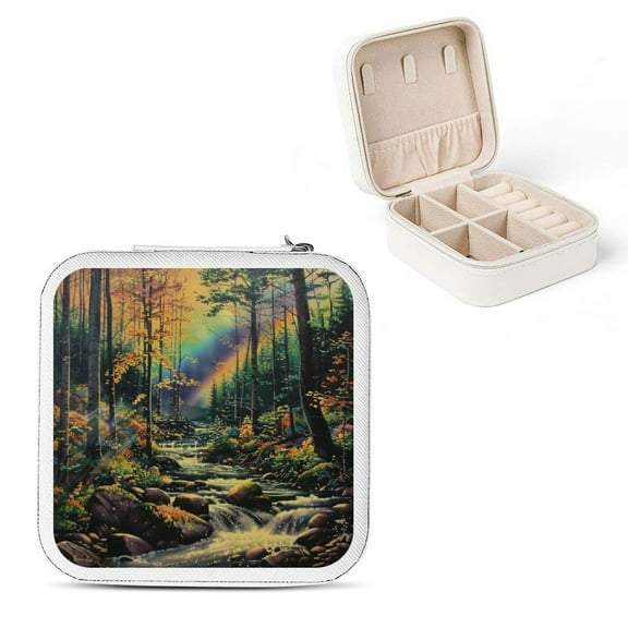 Shiartex Rainbow Small Jewelry Boxes for Women Necklace Ring Earring Organizer Gift White
