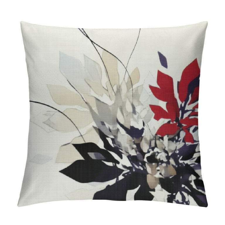 Shiartex Red Black and Grey Dahlia Floral Pillow Covers Outdoor