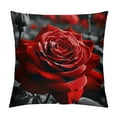 thumbnail image 1 of Shiartex Red Flower Throw Pillows Covers 18x18 Red Rose Gray Black Decorative Pillow Covers for Couch Floral  Pillowcases Farmhouse Pillow Cases Summer Spring (Red Black), 1 of 5