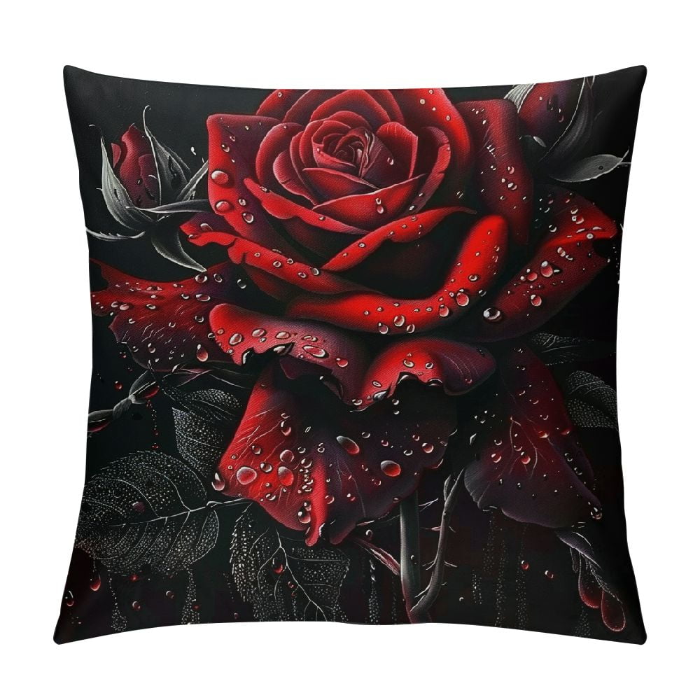 Shiartex Red Roses on a Black Background in The Style Pattern Square ...