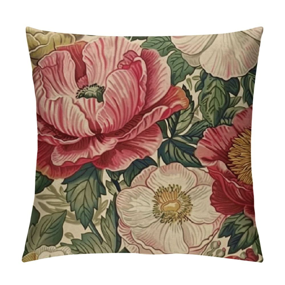クッションカバー VINTAGE - SAN ANTONIO TEXAS SOUVENIR PILLOW CASE Strawberry Thief Lumbar Pillow Cover - Art Nouveau Classic