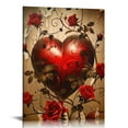 thumbnail image 1 of Shiartex  Romantic Valentines day Art Painting Canvas Print, Vintage Hearts Picture, Home Wall Decor Gifts 16x20 in/12x16 in, 1 of 5