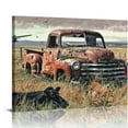 thumbnail image 1 of Shiartex  Rustic Old Pickup Trucks Wall Art Farmhouse Faux Window Canvas Country Scene Paintings Decor Trucks Picture Framed Modern Artwork Decor for Bathroom Bedroom Hanging 20x16in, 1 of 6