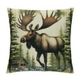 thumbnail image 1 of Shiartex Rustic Pillow Cover Bear Moose Elk Deer Hunting Cushion Case Pine Tree Branches Pinecone Throw Pillow Cover ,Woodland Wildlife Patchwork Country Reindeer Farmhouse Decor 22x22in, 1 of 5