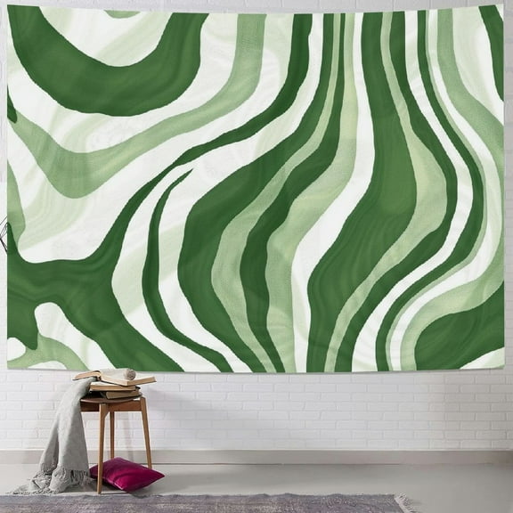 Shiartex  Sage Green Tapestry Wall Hanging, Aesthetic Bedroom Wall Decor Tapestries Abstract Swirl Simple Hippie Music Posters Wall Art Tapestry for Living Room Office 40x30inch