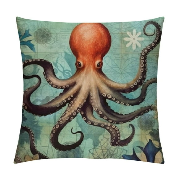 Shiartex  Sea Turtle Throw Pillow Covers Nautical Pillow Cover, Coastal Ocean Seahorse Octopus Decorative Pillow Cases for Bedroom Sofa Home Decor