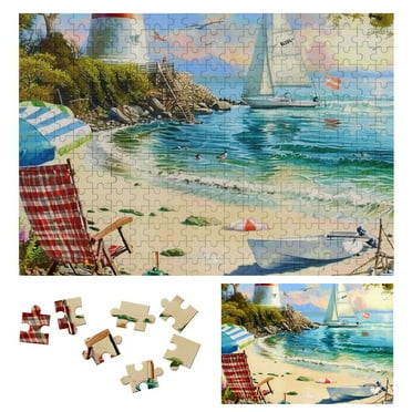 Shiartex Seaside Beach Jigsaw Puzzle  - Fun Challenge for Adults, Teens and Kids 300 PCS