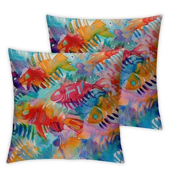 Shiartex Set of 2 Colorful Painting Throw Pillow Covers Multicolor Watercolor Spot Red Green Yellow Square Pillowcases for Home Decor Sofa Car Bedroom Pillow case White