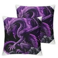 thumbnail image 1 of Shiartex Set of 2 Purple Dragon Throw Pillow Covers Kids Boys Games Cushion Covers for Couch Sofa Flame Wild Animal Decorative Pillowcases Purple Black Wildlife Outdoor Pillows Covers White, 1 of 7