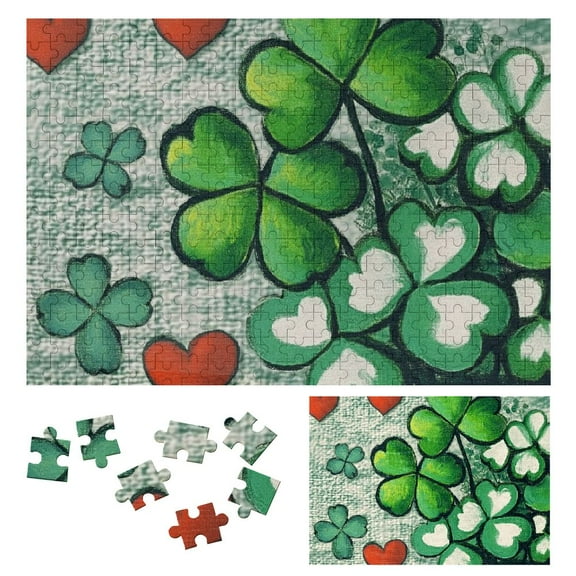 Shiartex Shamrock Hearts Flowers Wooden Jigsaw Puzzle for Adults - Relaxing Eco-Friendly Gift for Family and Friends 300 PCS