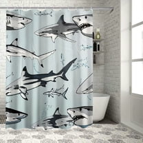 Shiartex  Shark Bathroom Shower Curtain Marine Life Shower Curtain Ocean Animals Coastal Creature Bath Curtain for Kids Boys Teens, Underwater Word Fabric Shower Curtain 36x72