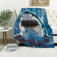 thumbnail image 1 of Shiartex  Shark Blanket Gifts for Kids Adults Soft Warm Lightweight Cozy Cartoon Sharks World Throw Blankets for Bed Living Room Sofa Couch Birthday Decor White, 1 of 6