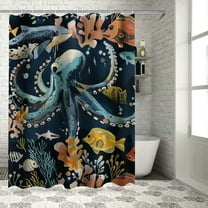 Shiartex Shark Shower Curtain, Black Boho Ocean Fish Shower Curtain Abstract Underwater Animal Cartoon Bathroom Curtain with Colorful Fabric Shower Curtains for Kids Bathtub Decor 36x72