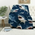 thumbnail image 1 of Shiartex Sharks Ocean Pattern Gifts Blanket Super Soft Flannel Blankets for Bed Sofa Living Room Decor All Seasons Bed Blanket 60x80in, 1 of 6