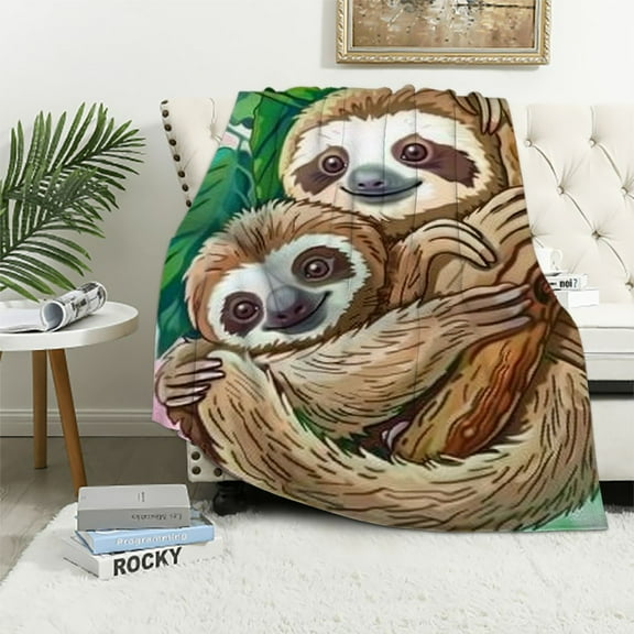 Shiartex Sloth Blanket for Adults Kids Girls Boys Women Sloth Blanket Gifts Flannel Lazy Animal Sloth Flower Throw Blanket for Bed Living Room Sofa Couch Soft Warm Cozy Sloth Decor  40x50in