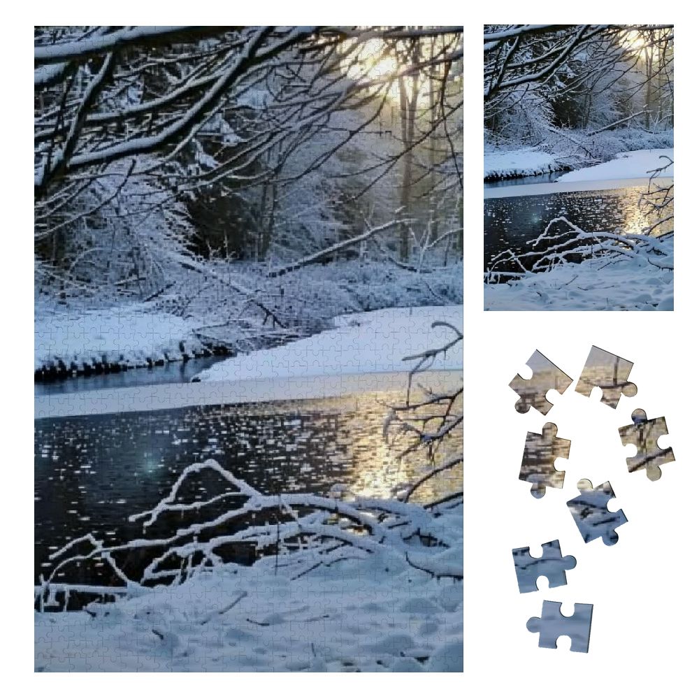 Shiartex Snowy River, Trees, Sun Wooden Jigsaw Puzzle for Family and ...