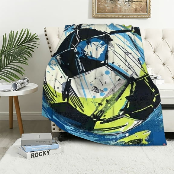 Shiartex Soccer Blanket for Boys Girls Soccer Games Blanket Kids Soccer Sport Lovers Super Soft Warm Lightweight Flannel Throw Blanket for Bed Sofa Bedroom Decor Day Gifts All Seasons 40x50in