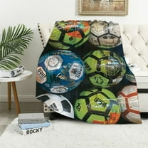Shiartex  Soccer Blanket Super Cozy Soft Soccer Sports Throw Blanket Warm Plush Fluffy Soccer Lightweight Flannel Gifts Blankets for Boys Kids Adults White