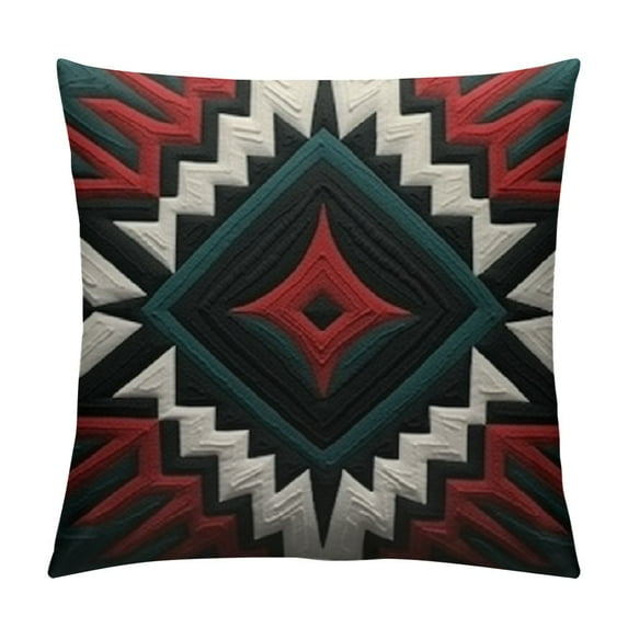 Shiartex Southwest Vintage Aztec Throw Pillow Cover, Mexican Tribal Geometric Native Decorative Pillowcase for Couch Sofa Bed 12x12in