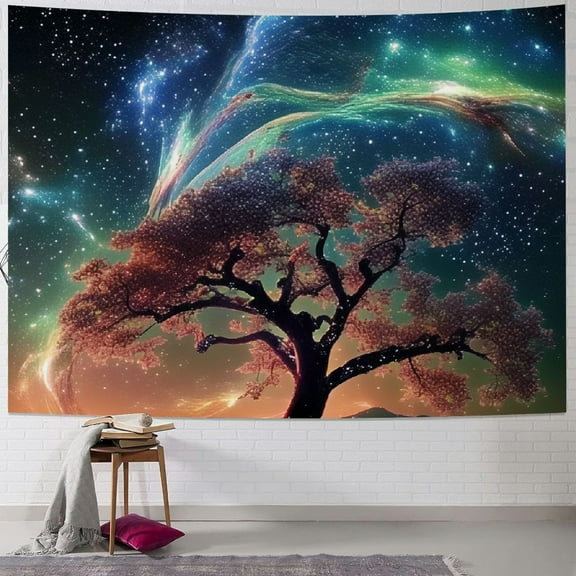 Shiartex  Space Galaxy Tapestry Wall Hanging for Bedroom Aesthetic, Nature Starry Night Tree of Life Tapestries, Star Sky Posters Backdrop Decor Wall Tapestry for Men Dorm 40x30inch